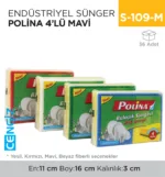 ENDÜSTRİYEL SÜNGER POLİNA 4LÜ MAVİ (2484)