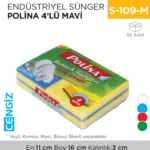 ENDÜSTRİYEL SÜNGER POLİNA 4LÜ MAVİ (2484)