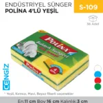 ENDÜSTRİYEL SÜNGER POLİNA 4LÜ YEŞİL (2233)