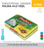 ENDÜSTRİYEL SÜNGER POLİNA 4LÜ YEŞİL (2233)