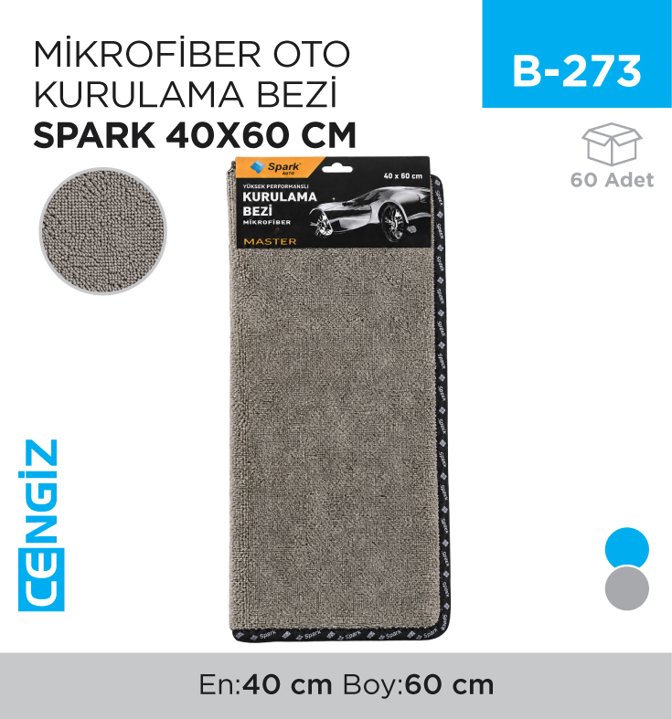 MİKROFİBER OTO KURULAMA BEZİ SPARK 40*60 (M2315)