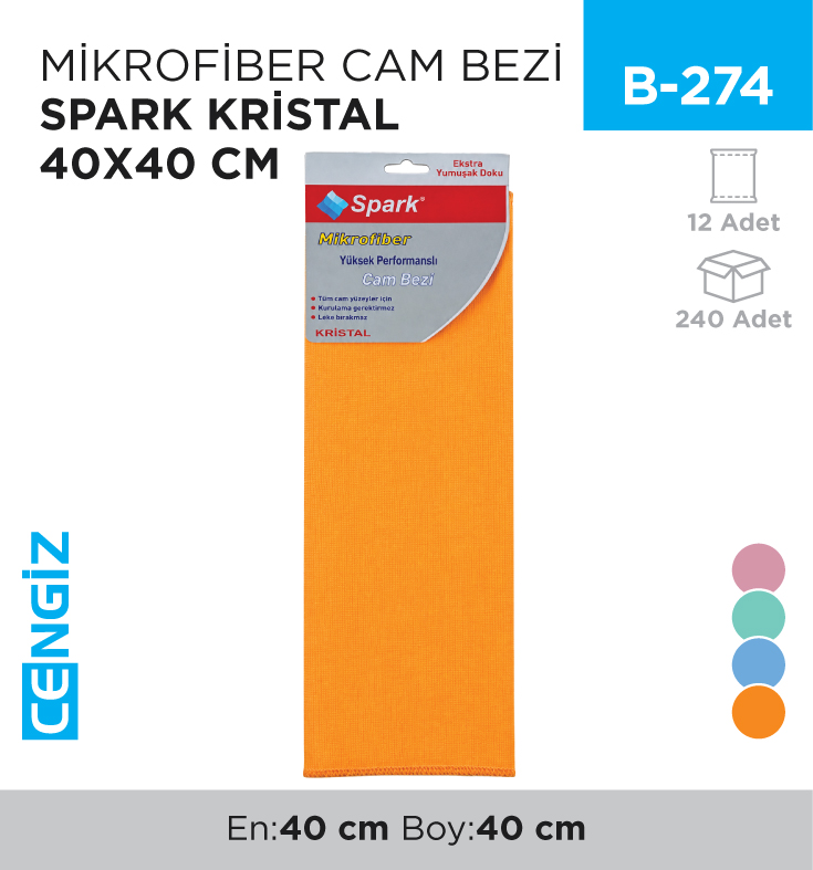 MİKROFİBER CAM BEZİ SPARK KRİSTAL 40*40 (MC5540)