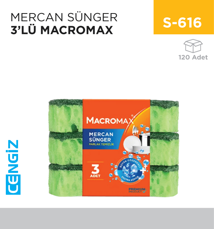 MERCAN SÜNGER 3LÜ MACROMAX (3009725)
