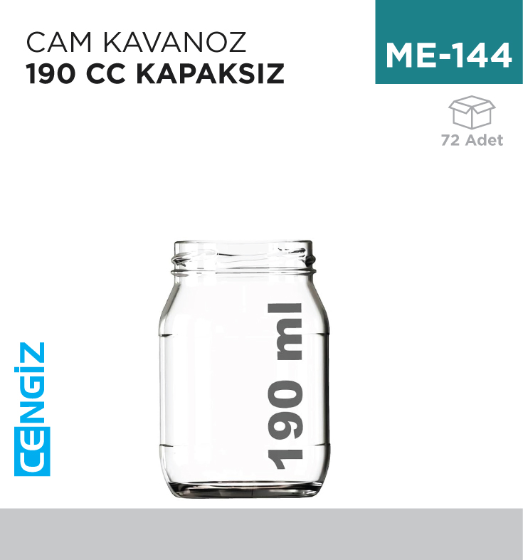 CAM KAVANOZ 190 CC KAPAKSIZ