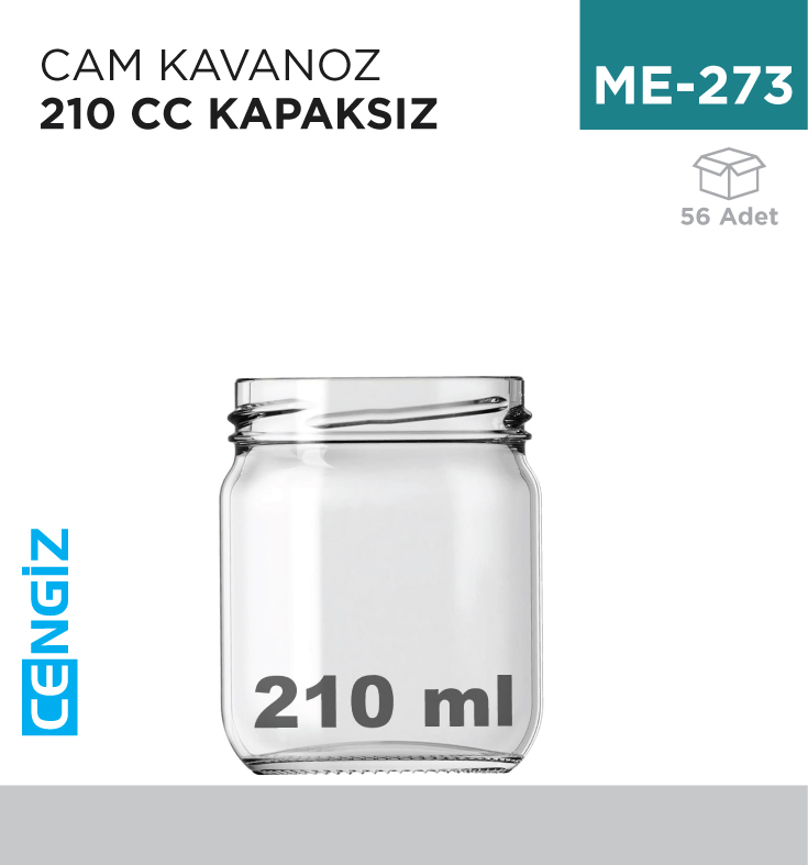 CAM KAVANOZ 210 CC KAPAKSIZ